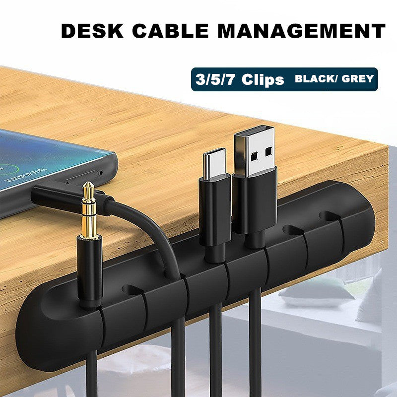 Self-Adhesive Silicone USB Cable Holder Clips – Cord Wire Organizer for Desk, Desktop Tidy & Cable Management