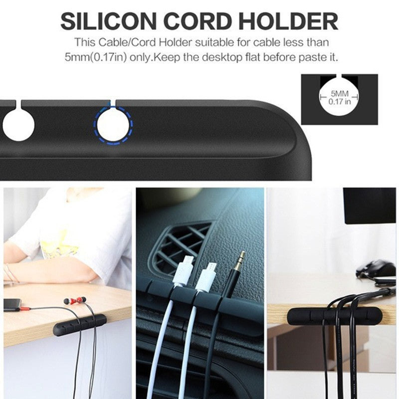 SelfAdhesive Silicone USB Cable Holder Clips  Cord Wire Organizer For Desk Desktop Tidy  Cable Mana 4