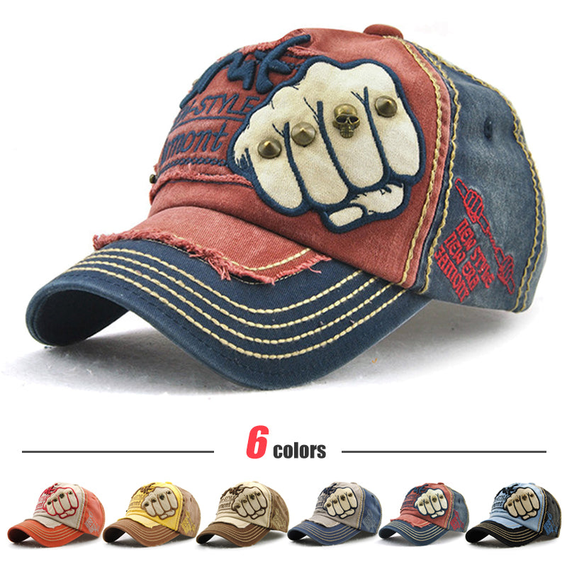 Casual Fist Baseball Hat Men Women, Letter Rivet Style Cap, Cotton Adjustable Duckbill Fashion Cap
