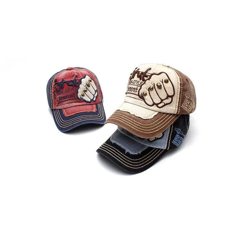 Casual Fist Baseball Hat Men Women, Letter Rivet Style Cap, Cotton Adjustable Duckbill Fashion Cap