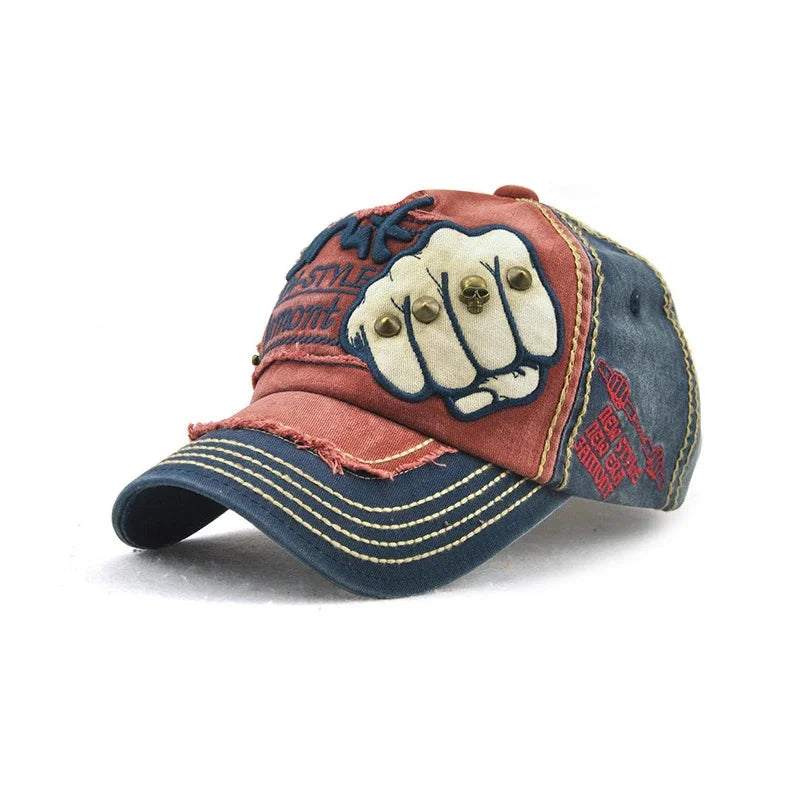 Casual Fist Baseball Hat Men Women, Letter Rivet Style Cap, Cotton Adjustable Duckbill Fashion Cap