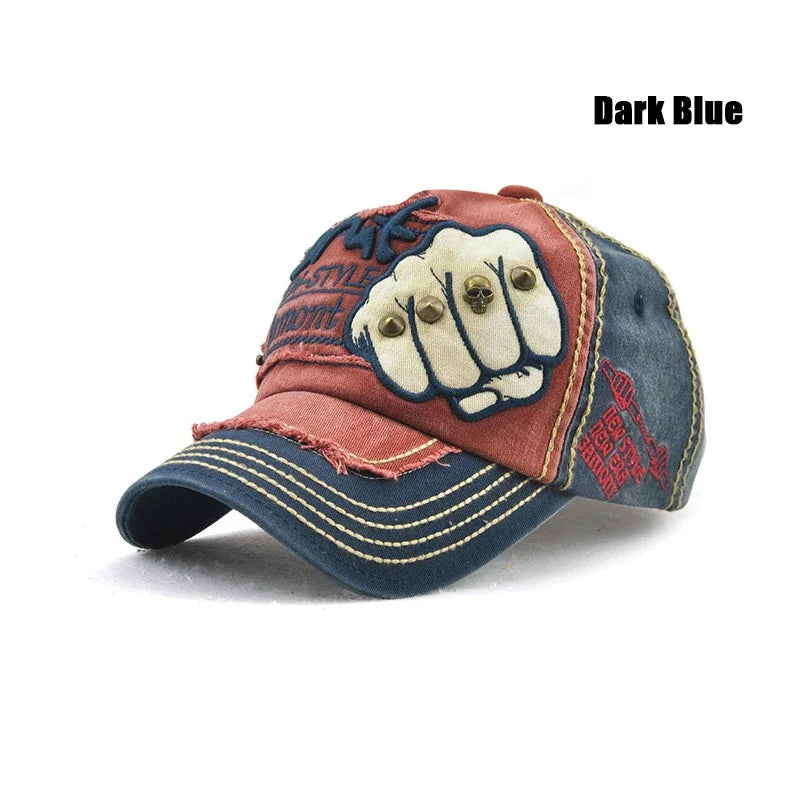 Casual Fist Baseball Hat Men Women, Letter Rivet Style Cap, Cotton Adjustable Duckbill Fashion Cap