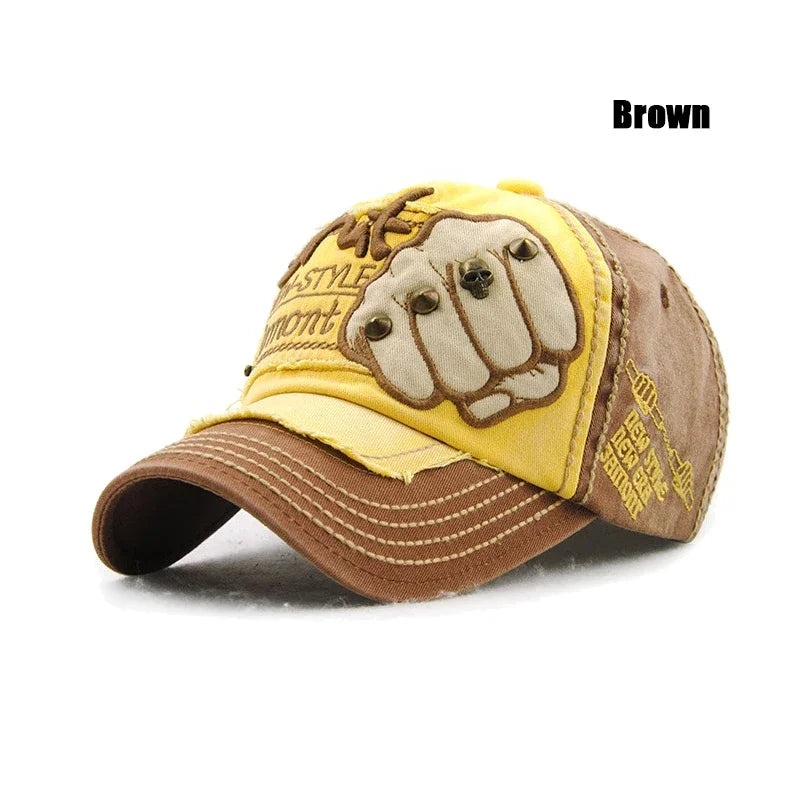 Casual Fist Baseball Hat Men Women, Letter Rivet Style Cap, Cotton Adjustable Duckbill Fashion Cap