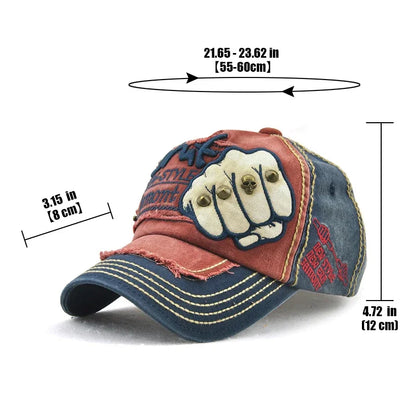 Casual Fist Baseball Hat Men Women, Letter Rivet Style Cap, Cotton Adjustable Duckbill Fashion Cap