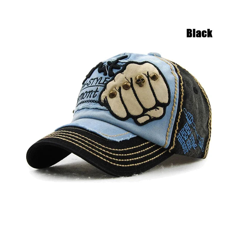 Casual Fist Baseball Hat Men Women, Letter Rivet Style Cap, Cotton Adjustable Duckbill Fashion Cap
