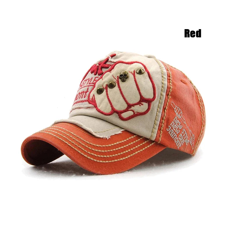 Casual Fist Baseball Hat Men Women, Letter Rivet Style Cap, Cotton Adjustable Duckbill Fashion Cap