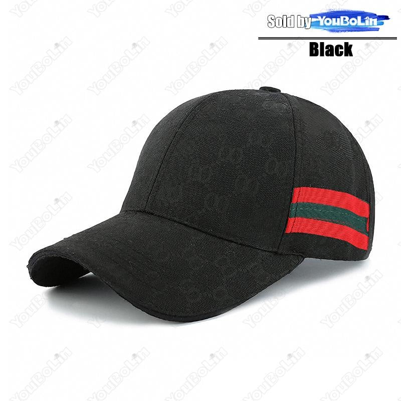 Classic Red Green Stripe Black Baseball Cap for Men Women, Outdoor Casual Trucker Hat, New Fashion Sport Dad Hat