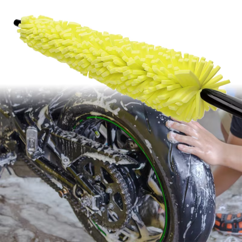 Car Wheel Brush,Heavy Duty Rim & Tire Cleaning Brush with Non Slip Handle, Detailing Tool for Automotive & Motorcycle