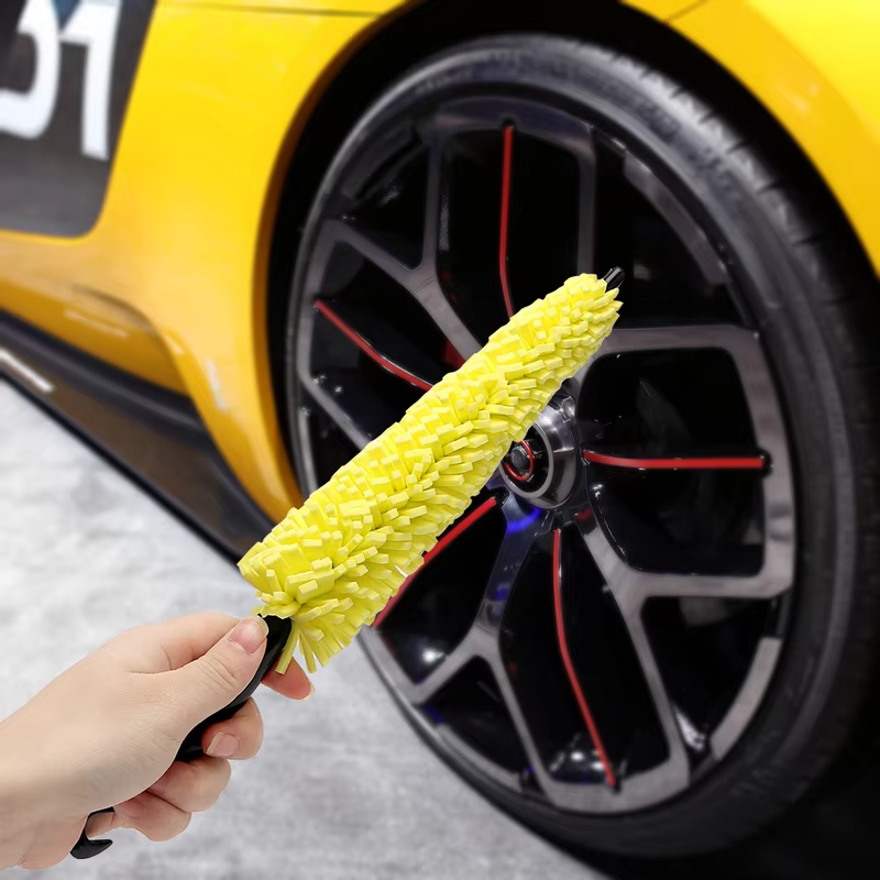 Car Wheel Brush,Heavy Duty Rim & Tire Cleaning Brush with Non Slip Handle, Detailing Tool for Automotive & Motorcycle