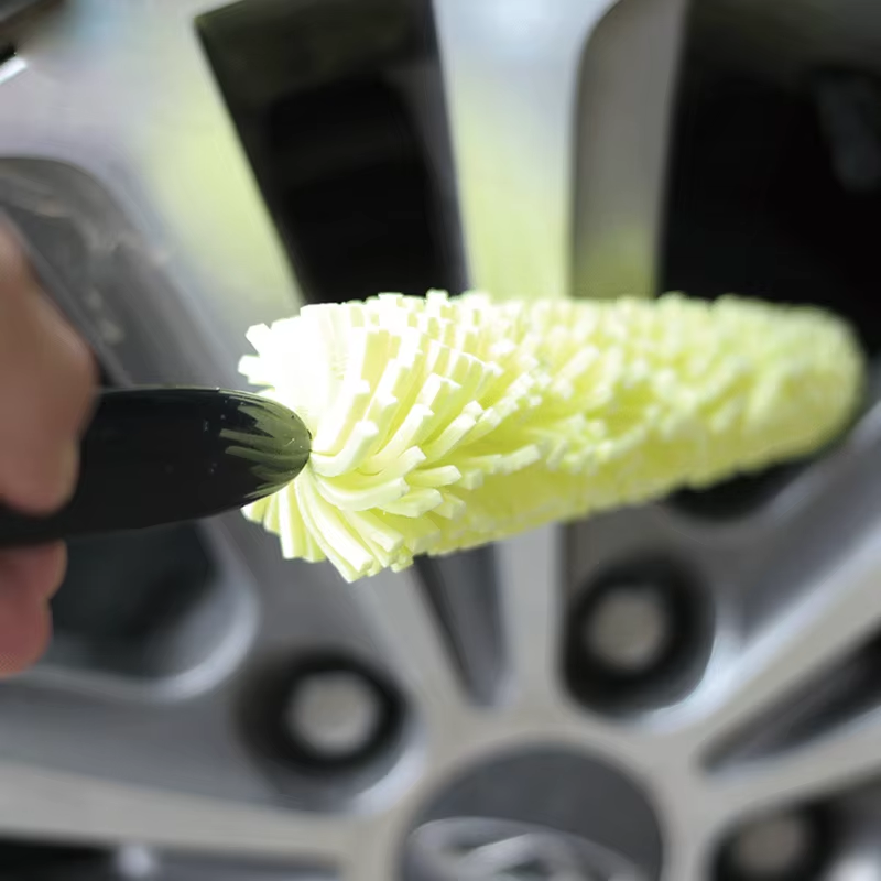 Car Wheel Brush,Heavy Duty Rim & Tire Cleaning Brush with Non Slip Handle, Detailing Tool for Automotive & Motorcycle