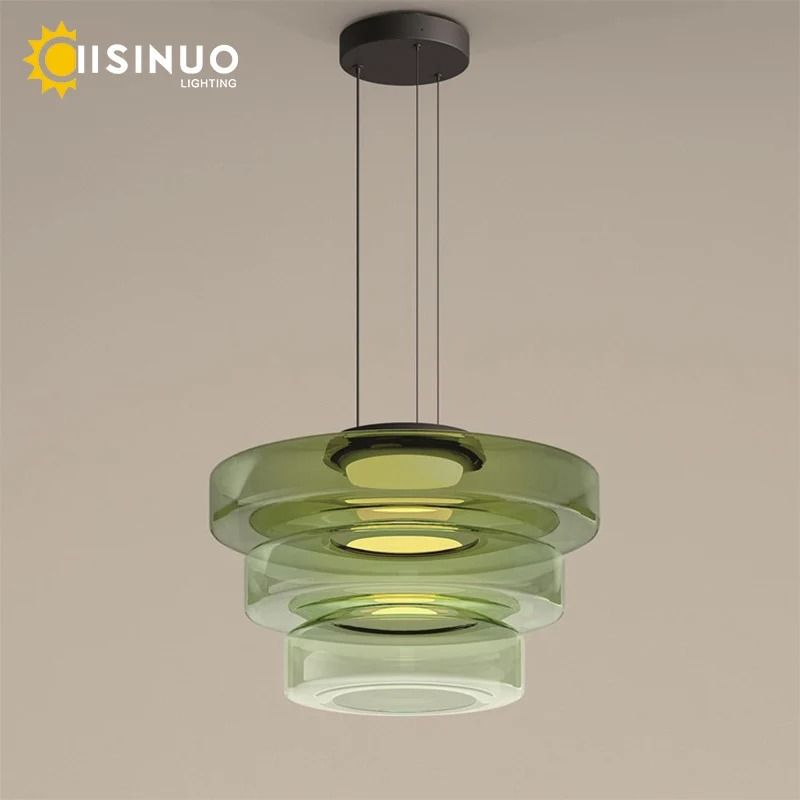 LED Luxury Glass Pendant Light Adjustable Hanging Lamp for Dining Room Bedroom Kitchen Living Room
