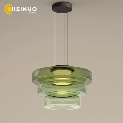 LED Luxury Glass Pendant Light Adjustable Hanging Lamp for Dining Room Bedroom Kitchen Living Room