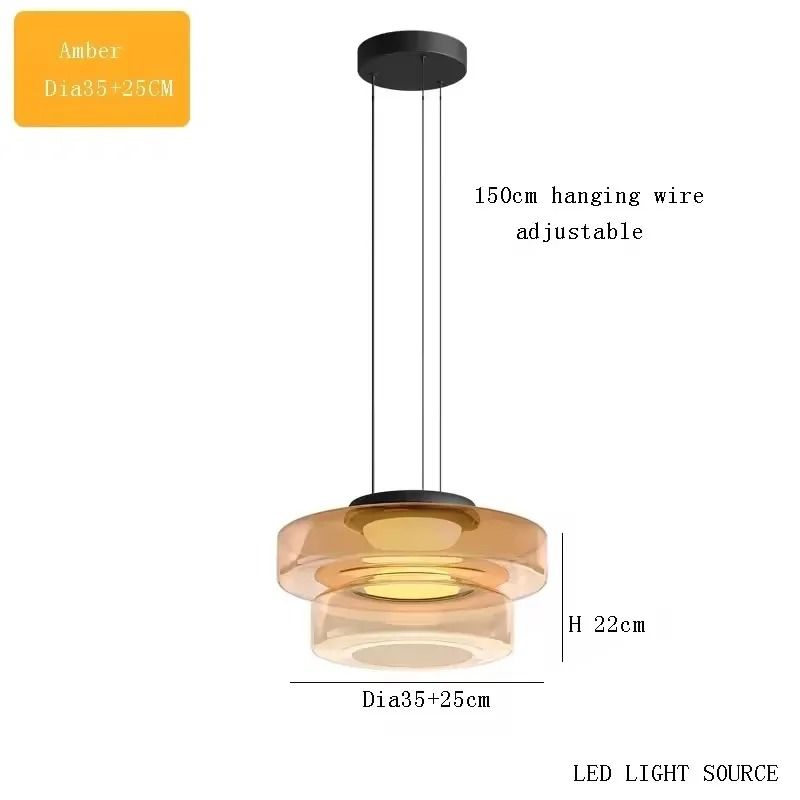 LED Luxury Glass Pendant Light Adjustable Hanging Lamp For Dining Room Bedroom Kitchen Living Room 9