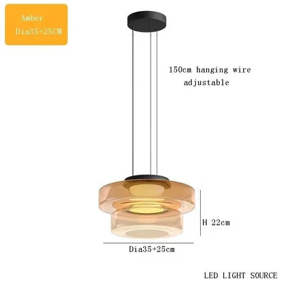 LED Luxury Glass Pendant Light Adjustable Hanging Lamp For Dining Room Bedroom Kitchen Living Room 9