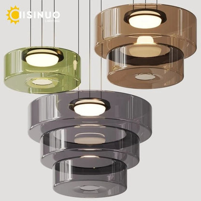 LED Luxury Glass Pendant Light Adjustable Hanging Lamp For Dining Room Bedroom Kitchen Living Room 2