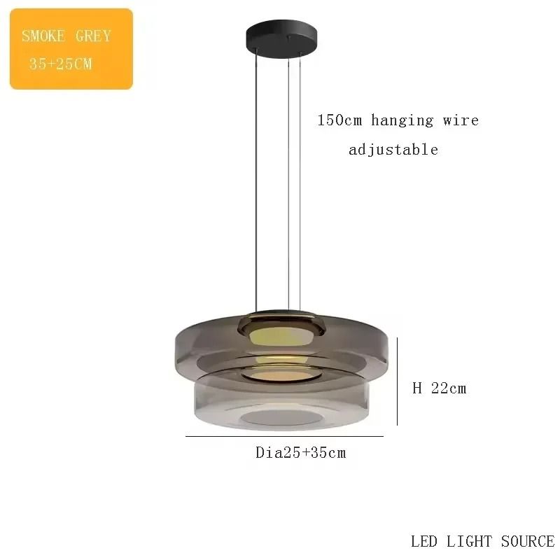 LED Luxury Glass Pendant Light Adjustable Hanging Lamp For Dining Room Bedroom Kitchen Living Room 11