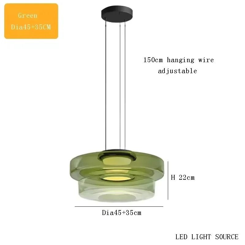 LED Luxury Glass Pendant Light Adjustable Hanging Lamp For Dining Room Bedroom Kitchen Living Room 12