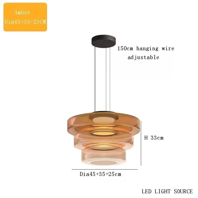 LED Luxury Glass Pendant Light Adjustable Hanging Lamp For Dining Room Bedroom Kitchen Living Room 14