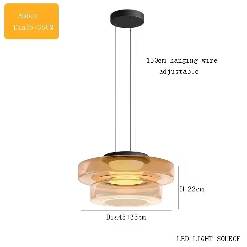 LED Luxury Glass Pendant Light Adjustable Hanging Lamp For Dining Room Bedroom Kitchen Living Room 17