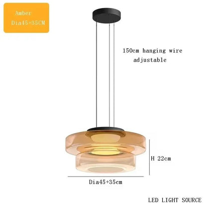 LED Luxury Glass Pendant Light Adjustable Hanging Lamp For Dining Room Bedroom Kitchen Living Room 17