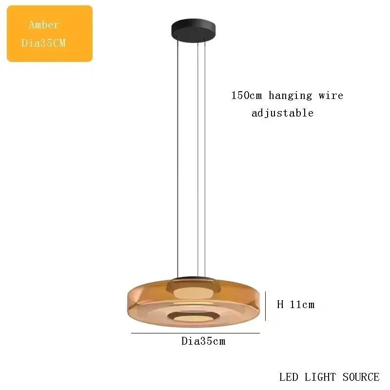 LED Luxury Glass Pendant Light Adjustable Hanging Lamp For Dining Room Bedroom Kitchen Living Room 18