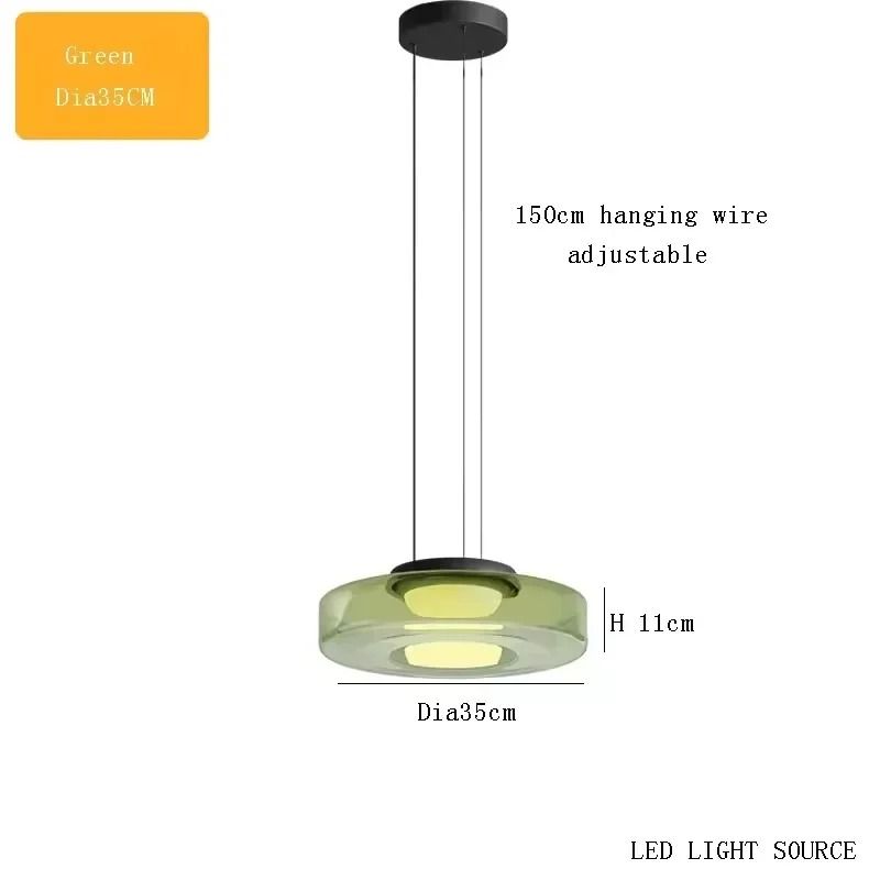 LED Luxury Glass Pendant Light Adjustable Hanging Lamp For Dining Room Bedroom Kitchen Living Room 19