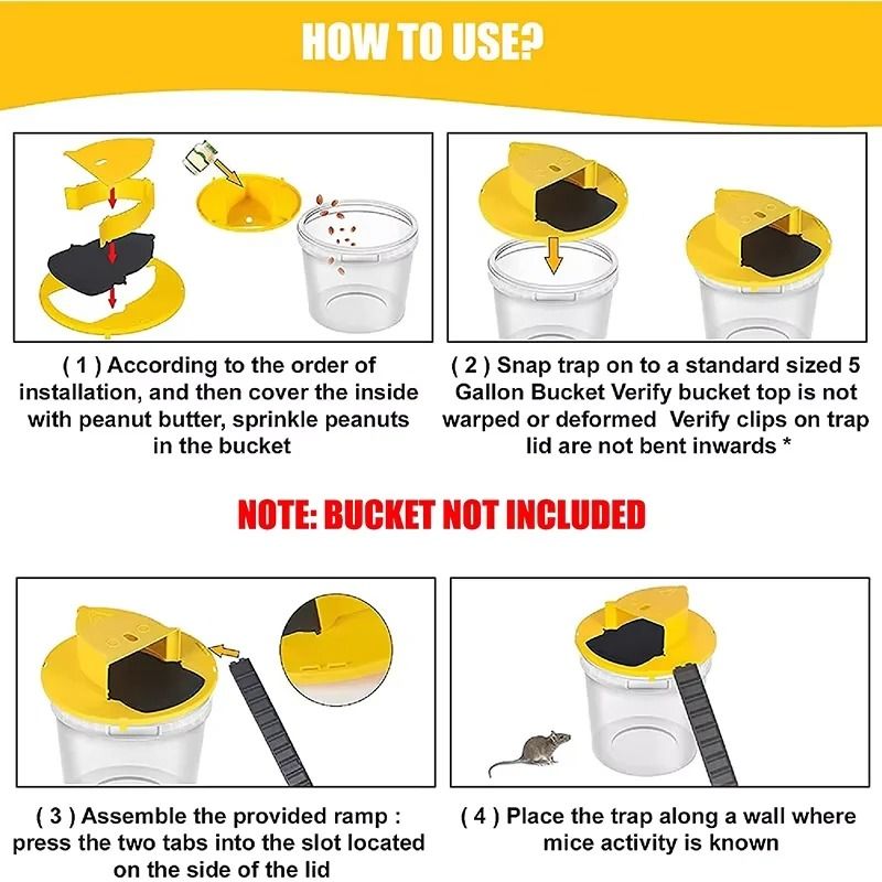 Automatic Smart Bucket Mouse Trap With Flipping Lid And Reset Function 3
