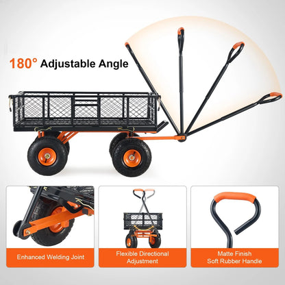 Heavy Duty Metal Garden Utility Cart With Dump Feature And High Load Capacity 1