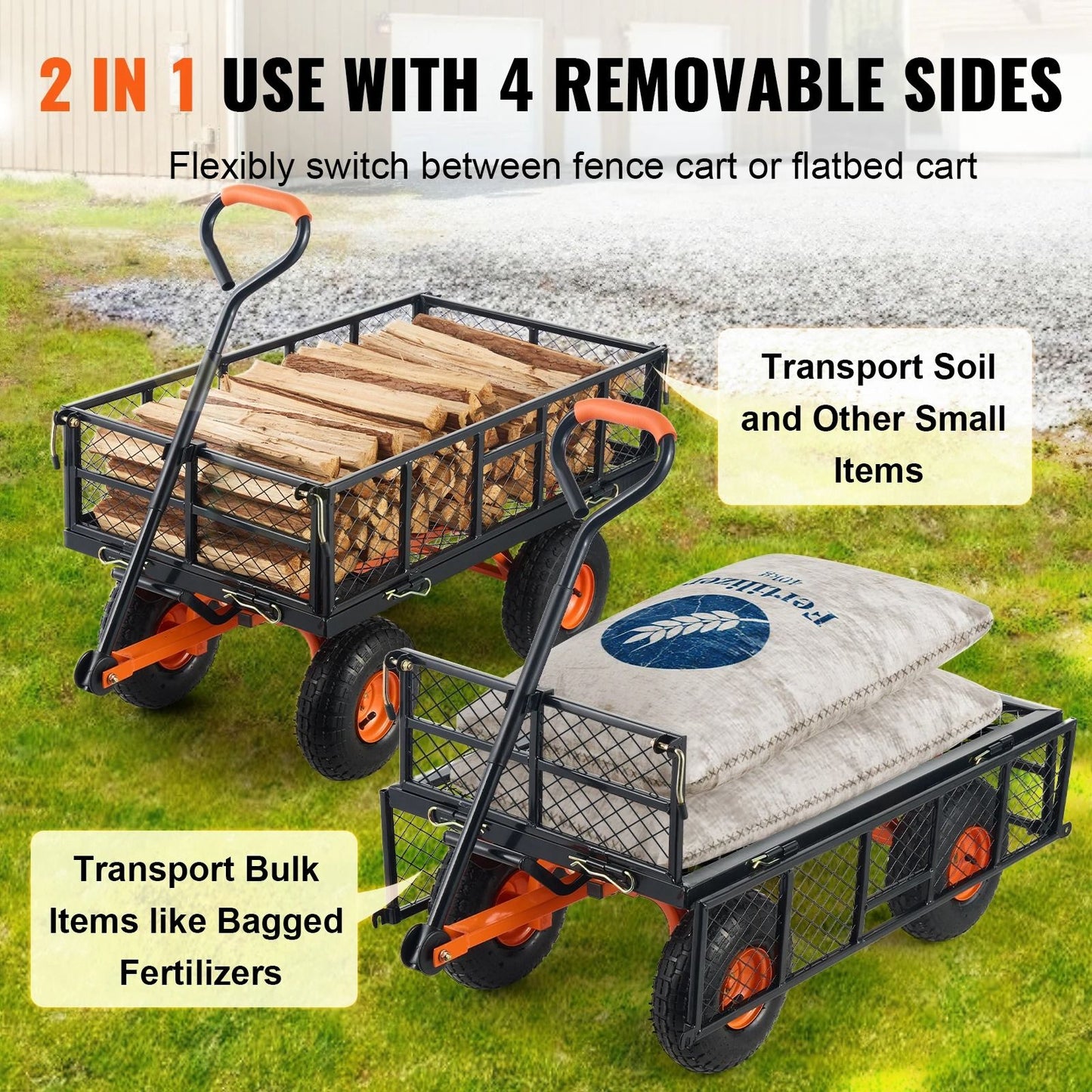 Heavy Duty Metal Garden Utility Cart With Dump Feature And High Load Capacity 3