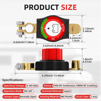 Heavy Duty Battery Disconnect Switch For 12V To 48V Vehicles RVs And Boats 1