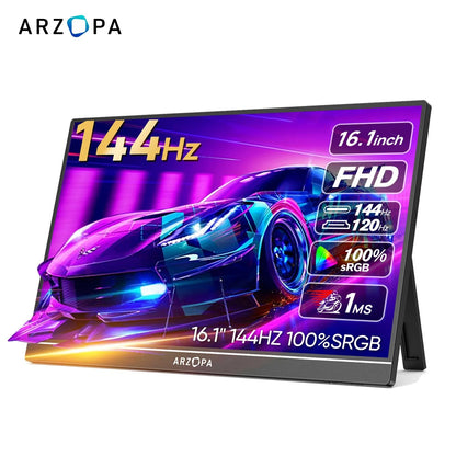 16.1 Inch 144Hz Portable Gaming Monitor with USB C and HDMI for Laptop and Console