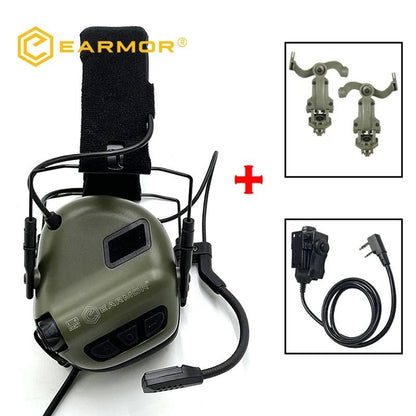 Tactical Noise Reduction Headset With Helmet Rail And PTT Adapter For Shooting 7