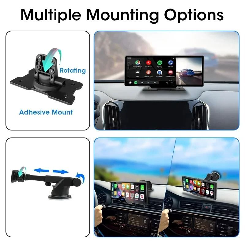 1026 Inch 4K Dash Cam Mirror With Wireless CarPlay Android Auto GPS Rearview And Multimedia Playbac 1