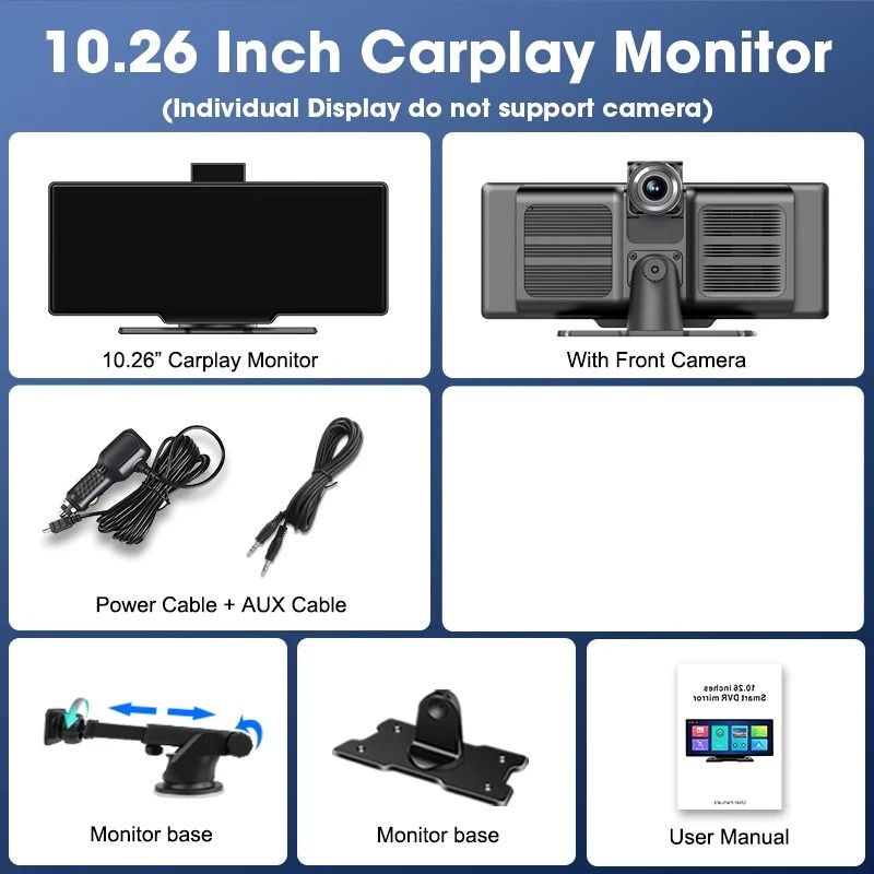 1026 Inch 4K Dash Cam Mirror With Wireless CarPlay Android Auto GPS Rearview And Multimedia Playbac 8