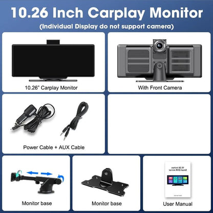 1026 Inch 4K Dash Cam Mirror With Wireless CarPlay Android Auto GPS Rearview And Multimedia Playbac 8