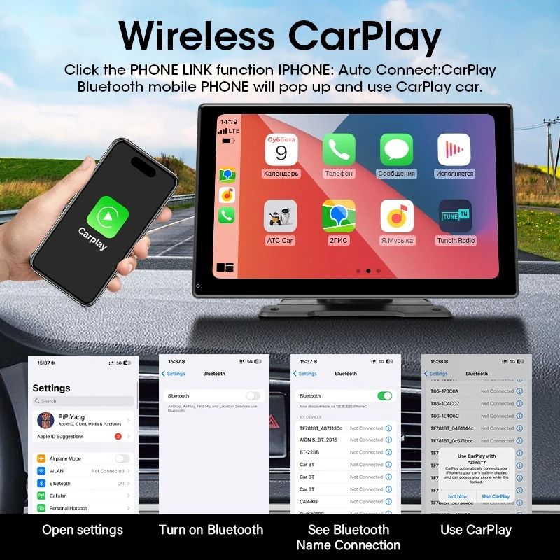 Car Smart Screen With Wireless Carplay And Android Auto For 10 Inch Displays 1
