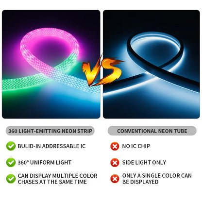 Smart 360 RGBIC Neon LED Strip Light  Flexible Waterproof Reticulate Lighting For Creative Indoor   1