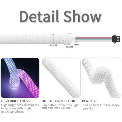 Smart 360 RGBIC Neon LED Strip Light  Flexible Waterproof Reticulate Lighting For Creative Indoor   3