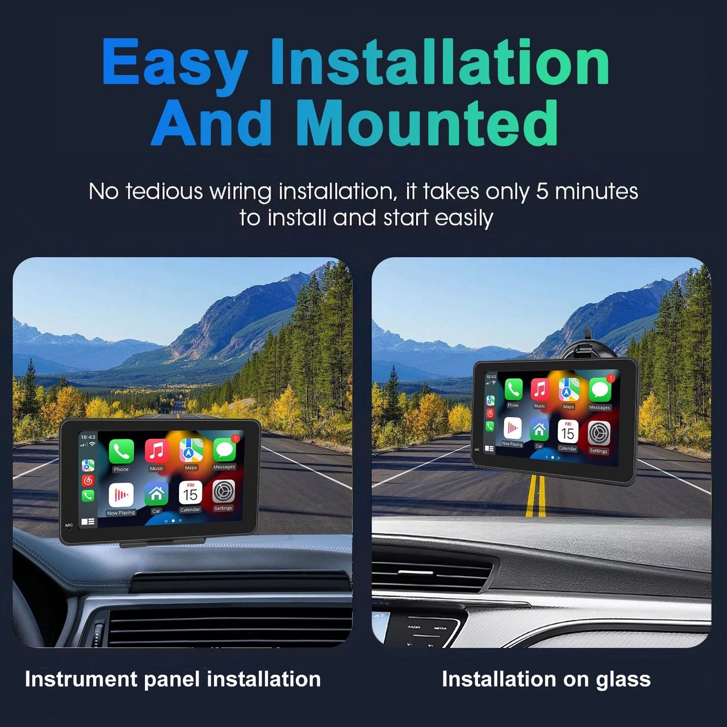 7 Inch Portable CarPlay Android Auto Touch Screen Car Radio With GPS Navigation And Rear View Camer 3