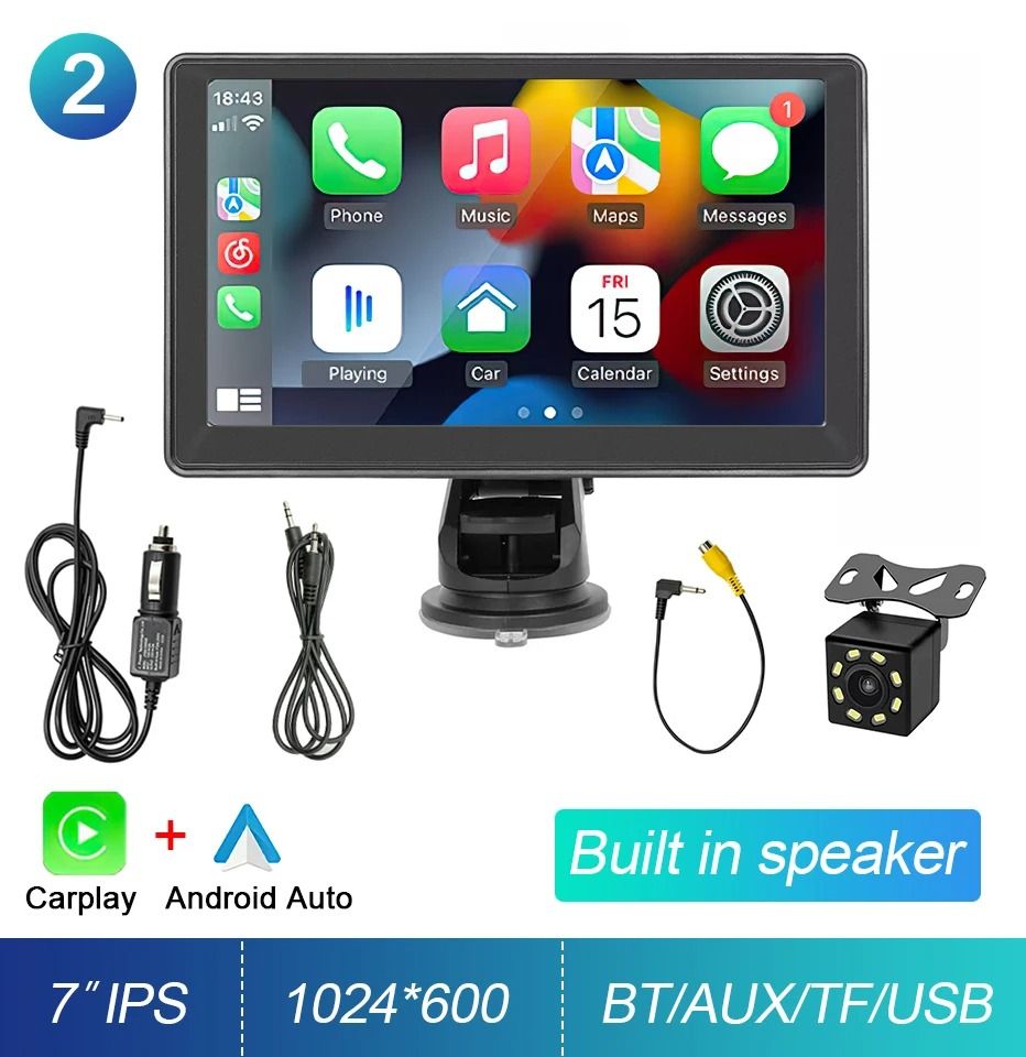 7 Inch Portable CarPlay Android Auto Touch Screen Car Radio With GPS Navigation And Rear View Camer 7