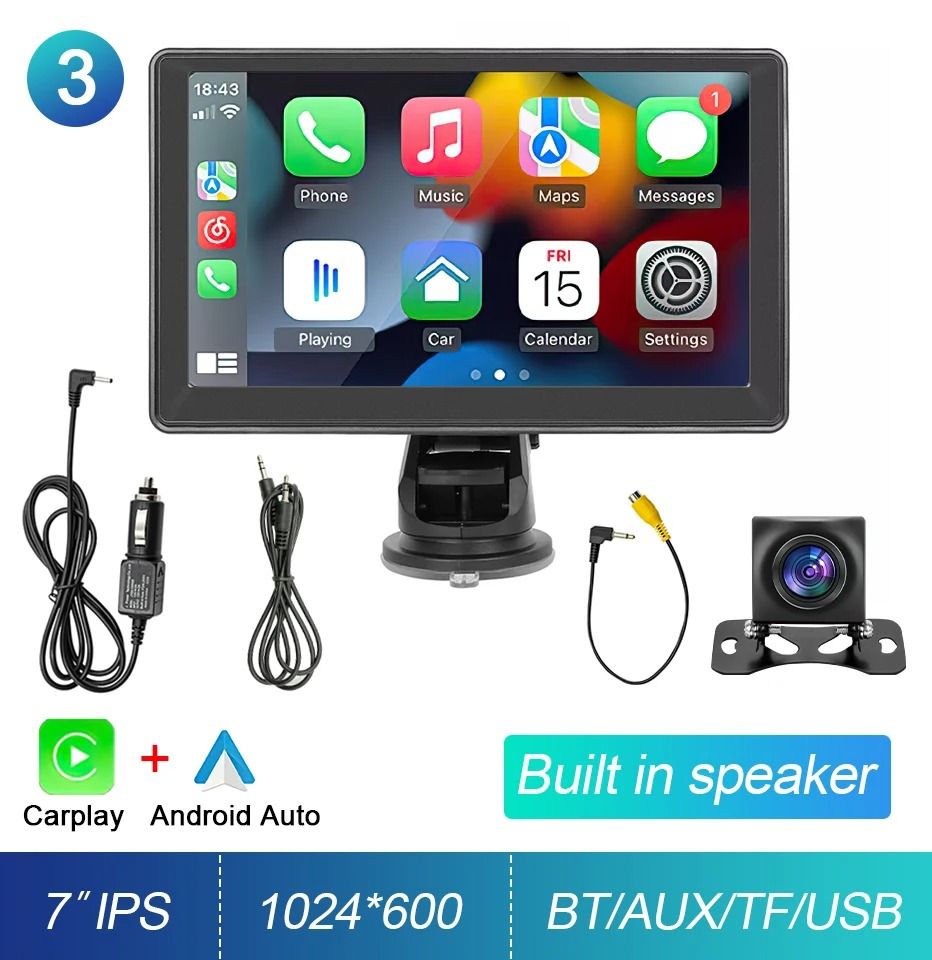 7 Inch Portable CarPlay Android Auto Touch Screen Car Radio With GPS Navigation And Rear View Camer 8