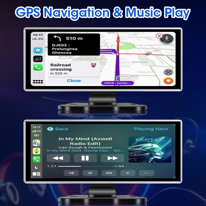 10 And 1126 Inch Dash Cam With 4K DVR Wireless CarPlay Android Auto GPS Navigation Dual Lens 3