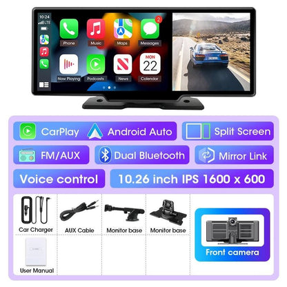 10 And 1126 Inch Dash Cam With 4K DVR Wireless CarPlay Android Auto GPS Navigation Dual Lens 9