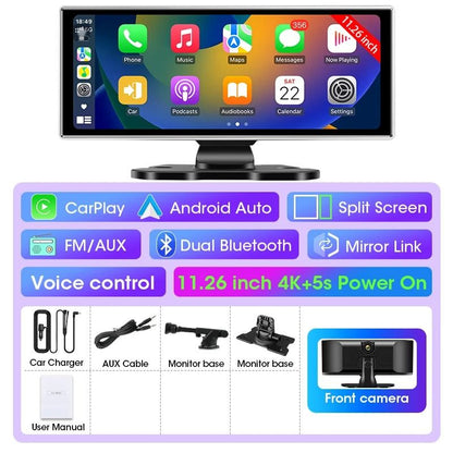 10 And 1126 Inch Dash Cam With 4K DVR Wireless CarPlay Android Auto GPS Navigation Dual Lens 7
