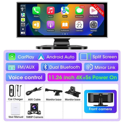 10 And 1126 Inch Dash Cam With 4K DVR Wireless CarPlay Android Auto GPS Navigation Dual Lens 8