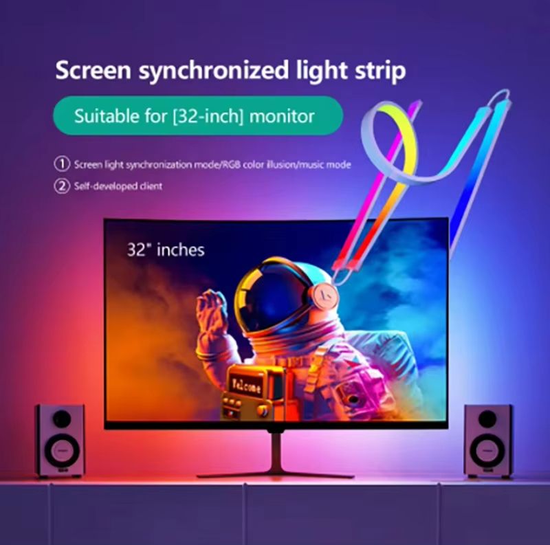 Skydimo 24 Inch Smart Ambient Monitor Backlight  RGBIC Screen Sync LED Strip With Music Sync LED Ba 9