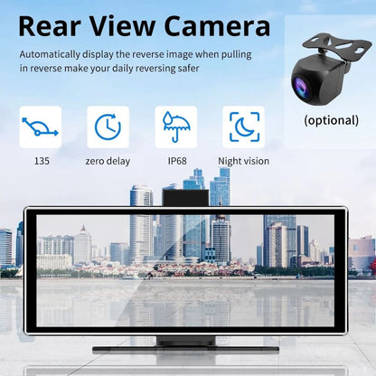 11 Inch Portable Dash Cam With 4K DVR Wireless Carplay Android Auto GPS Navigation And Dual Lens Re 4