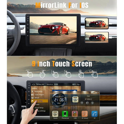 9 Inch Single Din Car Stereo HD Touch Screen With Carplay Android Auto Bluetooth Backup Camera And  2