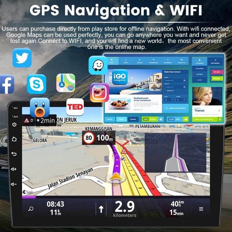 7 9 10 Inch Universal Android 13 2 Din Car Stereo With Carplay Android Auto Bluetooth GPS Navigatio 3