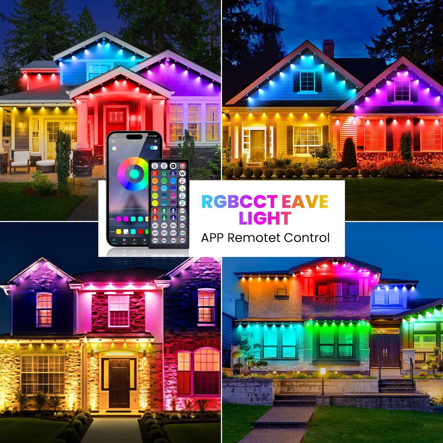 Smart Bluetooth RGBIC Waterproof Eaves String Lights Kit  15m 1